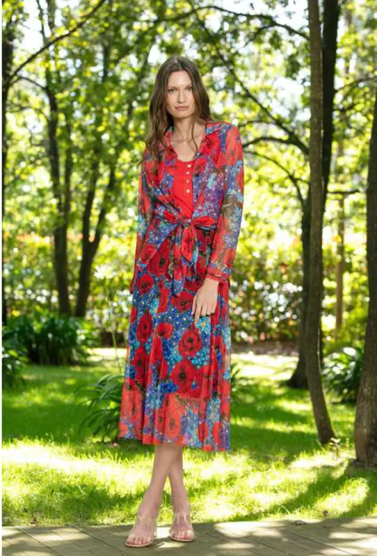 Maloka: Poppies Are Red Almost Sheer Maxi Skirt