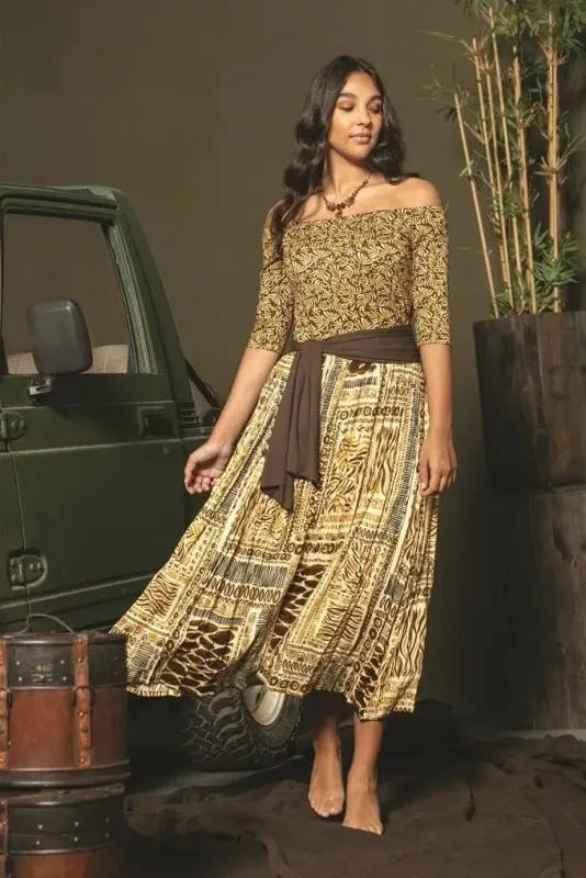 Paul Brial: Colors Of The Amazon Waist Tied Maxi Dress