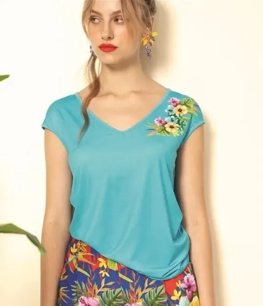 Paul Brial: Turquoise Gardenias Top