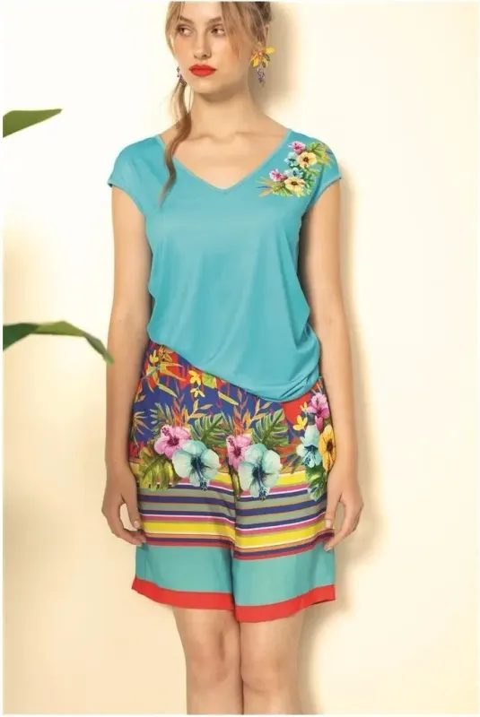 Paul Brial: Turquoise Gardenias Top