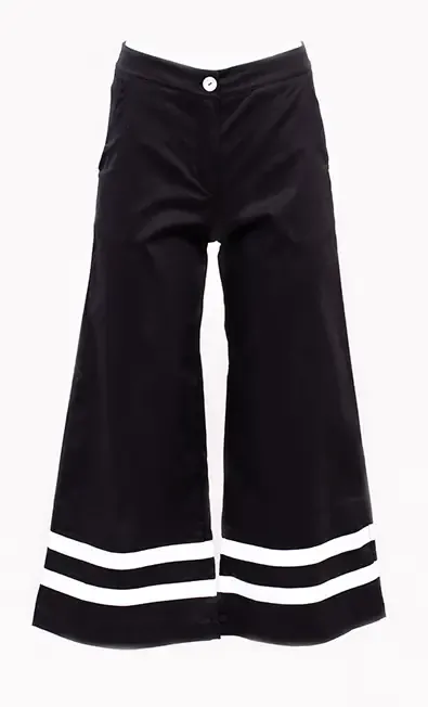Maloka: Cotton Twill Wide Leg Pants In Black