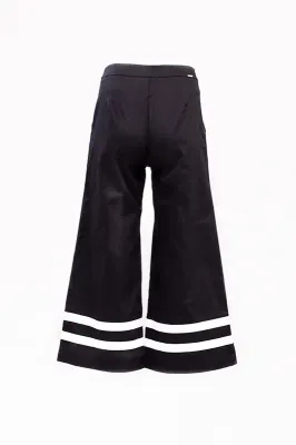 Maloka: Cotton Twill Wide Leg Pants In Black