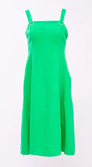 Maloka: Tequila Green Flared Linen Sundress