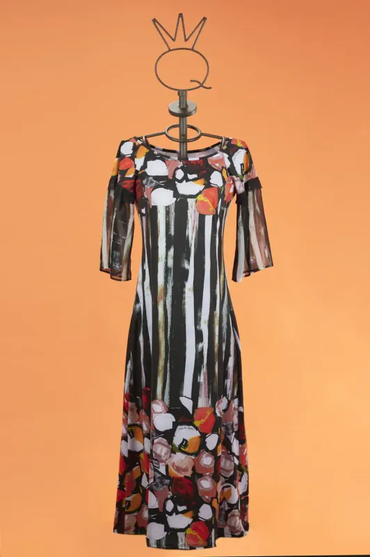 Save The Queen: Monet's Rose Garden Monochrome Dress