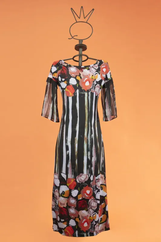 Save The Queen: Monet's Rose Garden Monochrome Dress