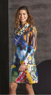 Maloka: Starry Night And Day Sweater Dress With Removable Cowl Neck