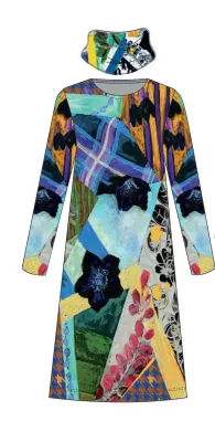 Maloka: Starry Night And Day Sweater Dress With Removable Cowl Neck