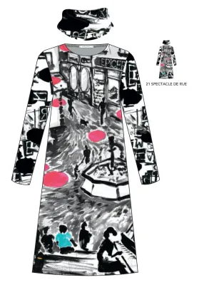 Maloka: Piano Music Street Sweater Dress With Removable Neckline