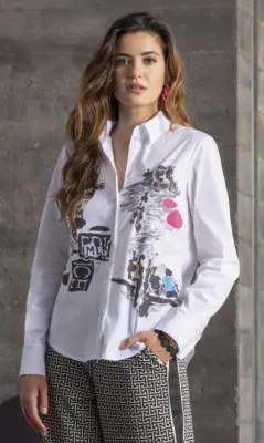 Maloka: Piano Music Street Buttoned Blouse