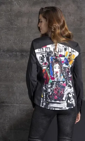 Maloka: Piano Music Street Contrast Buttoned Shirt