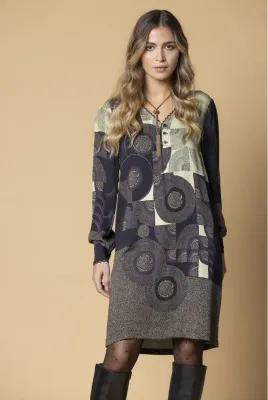 Paul Brial: Geo Paneled Blouse Dress