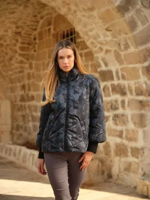 Dolcezza By Wild Curves: Blue Shimmer Short Puffer Coat (74880)