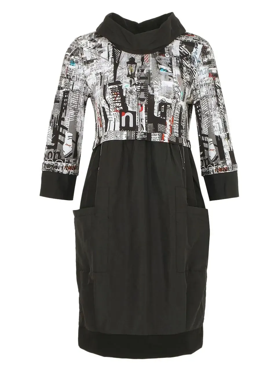 Dolcezza By Wild Curves: Lady In Paris Almost Monochrome Pocket Dress (74675)