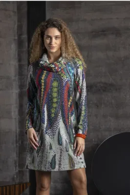 Maloka: Traveling Petals Dress With Removable Cowl Neck