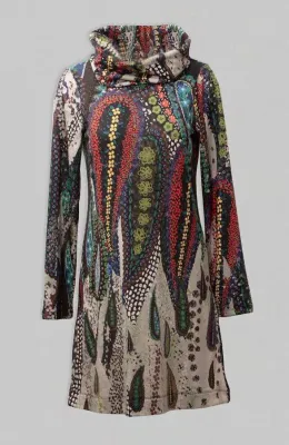 Maloka: Traveling Petals Dress With Removable Cowl Neck