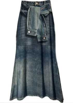 IPNG By Wild Curves: Jeanious Illusion Dark Denim Mermaid Skirt