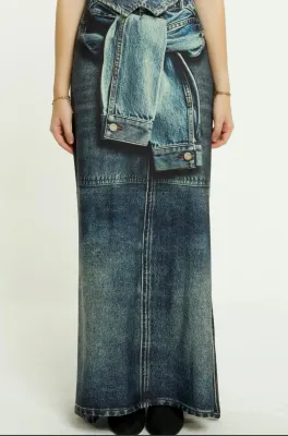 IPNG By Wild Curves: Jeanious Illusion Dark Denim Mermaid Skirt