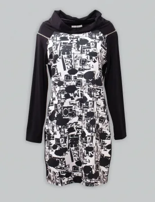 Maloka: Almost Monochrome Zipped Shoulders Dress
