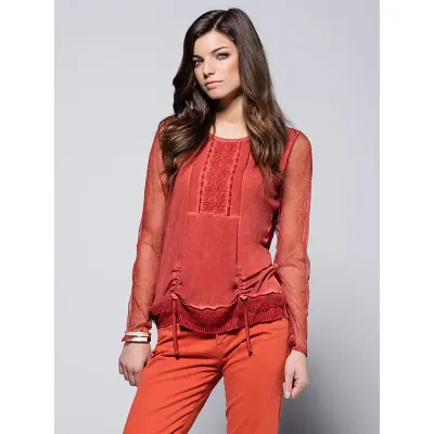 Maloka: Rose Crystal Ruched Sweater