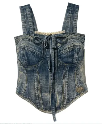 IPNG: Jeanious Tank Top Corsage In Denim