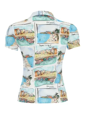 Dolcezza By Wild Curves: La Sable Et La Mer Zip Blouse