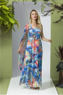 Maloka: Isle Of Beauty Asymmetrical Maxi Dress
