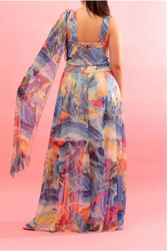 Maloka: Isle Of Beauty Asymmetrical Maxi Dress