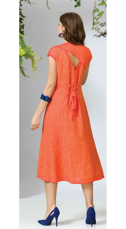 Maloka: Orange Palm Tree Linen Dress