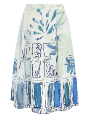 Dolcezza By Wild Curves: City Garden A-line Linen Skirt