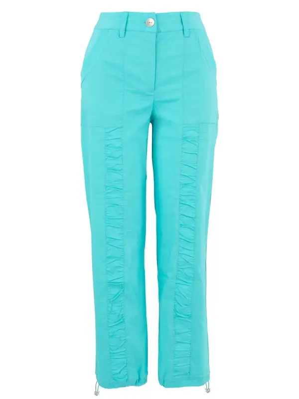 Dolcezza By Wild Curves: Summer Fiesta Ankle Pull Tie Pants Aqua (25227)