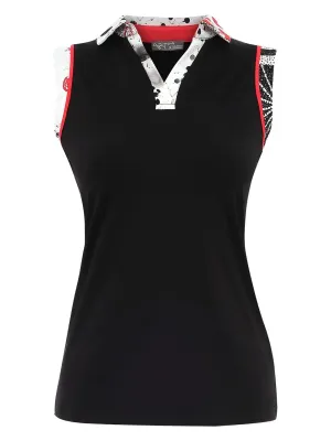 Dolcezza By Wild Curves: Sleeveless Polo Coral Shards Art Tank (25751)