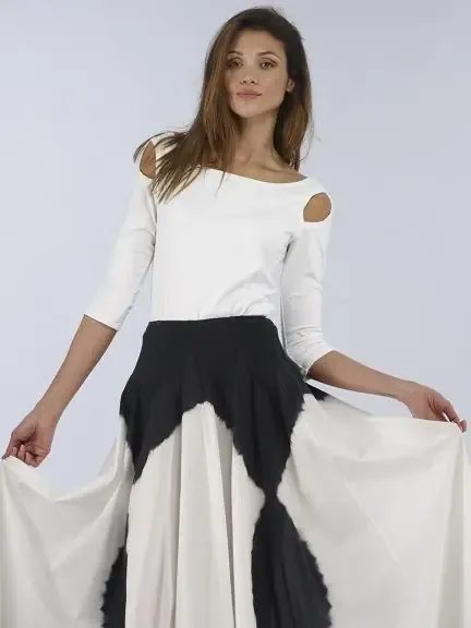 Luna Luz: Three-Quarter Open Sleeve Cotton Top In Iris