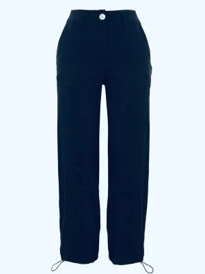 Dolcezza By Wild Curves: Summer Fiesta Ankle Pull Tie Pants In Navy