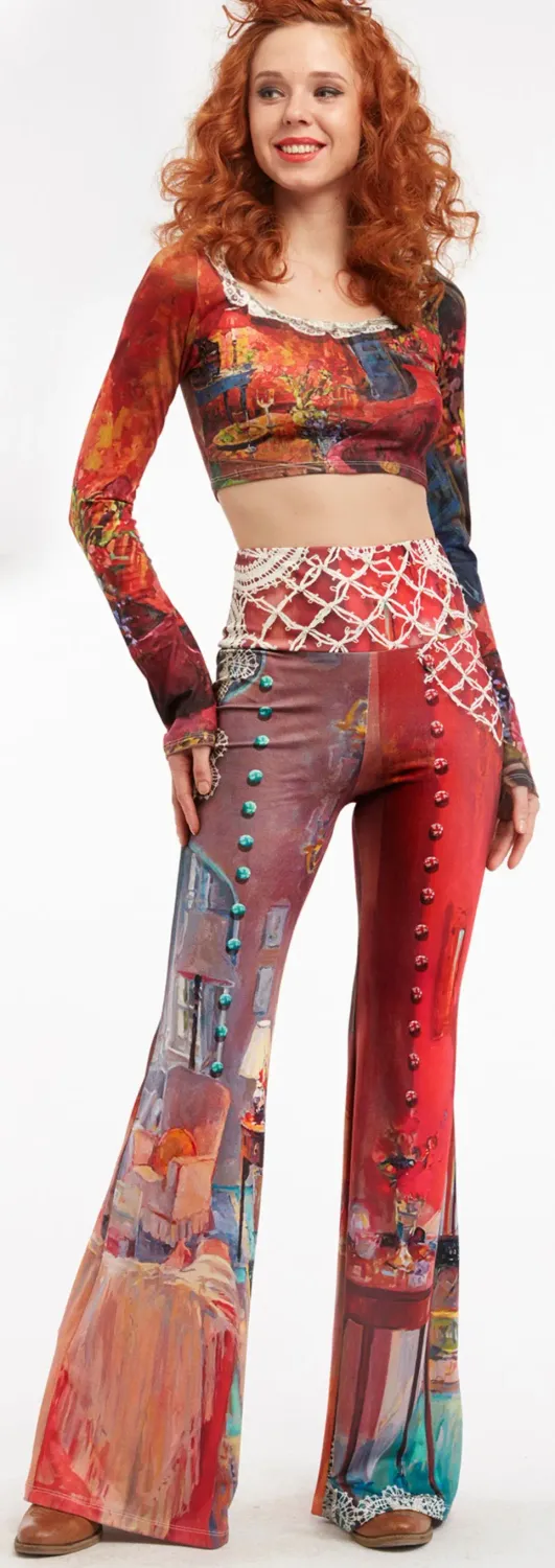 IPNG: Pink Painted Living Room Poetic Layers Flared Pants