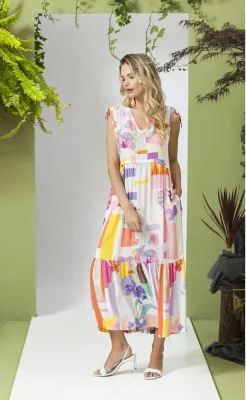 Maloka: Pink Purple Basket Of Pansies Pocket Art Sundress