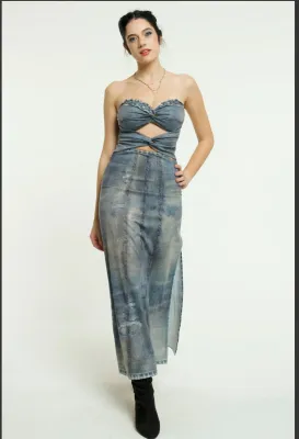 IPNG By Wild Curves: Jeanious Twisted Denim Illusion Dress