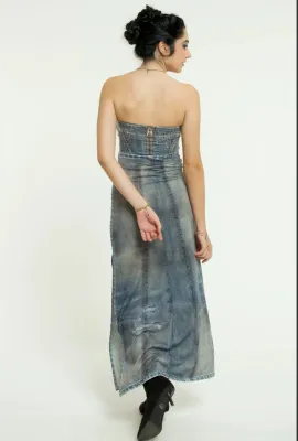 IPNG By Wild Curves: Jeanious Twisted Denim Illusion Dress