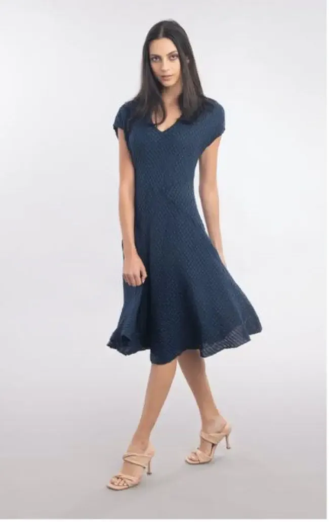 Luna Luz: Bourbon St Linen Seersucker Dress In Tie Dye Java