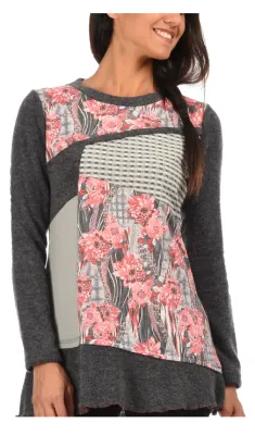 S'Quise Paris: Rosette Crinkled Hem Shift Sweater Tunic