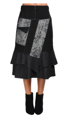 S'Quise Paris: Inverted Pocket &amp; Ruffles Midi Skirt