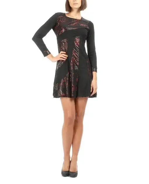 S'Quise Paris: Rosette Fringed &amp; Patched Dress