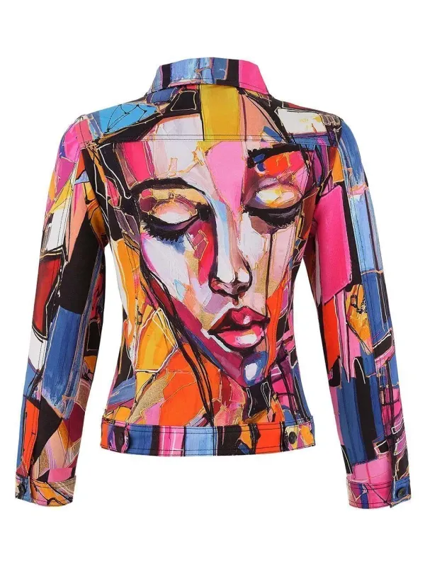 Dolcezza By Wild Curves: Baisti Face Soft Denim Art Jacket Dolcezza By Wild Curves: Baisti Face Soft Denim Art Jacket