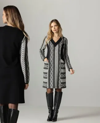 Maloka: Asymmetrical Basket Weave Sweater Dress