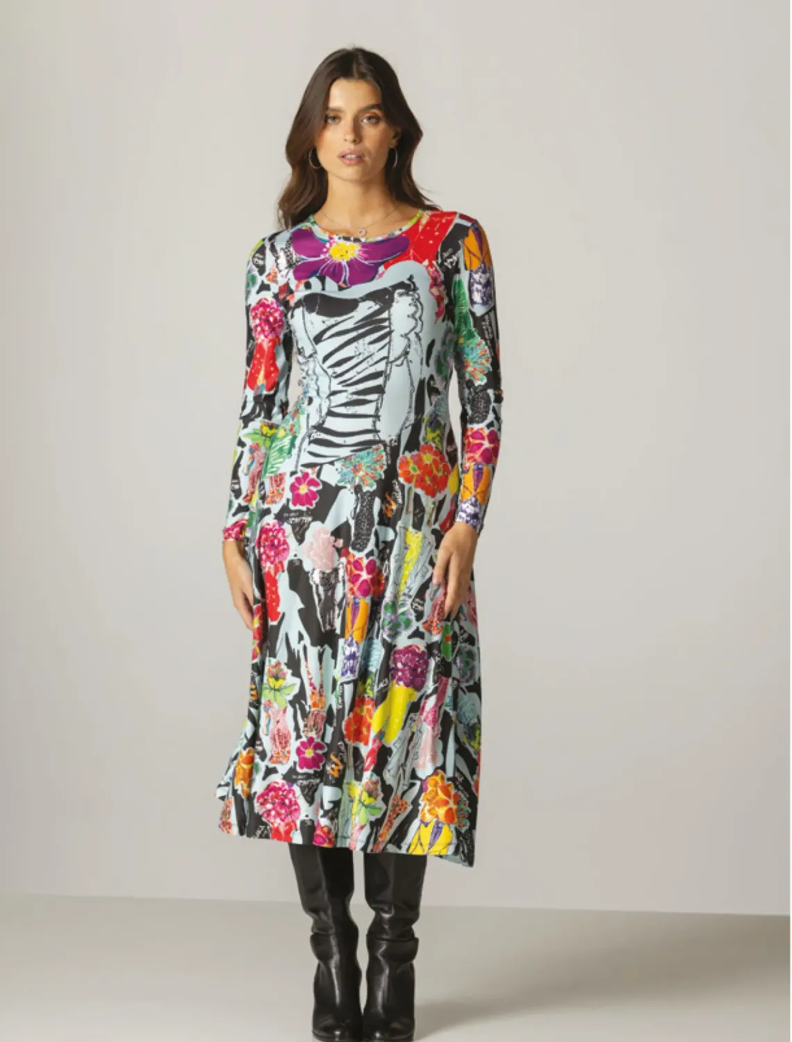 Maloka: Flower Art Flared Art Dress
