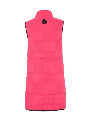 Dolcezza By Wild Curves: Quilted Square Weaves Long Vest In Pink (75802)