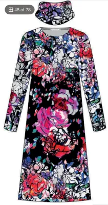Maloka: Amour Roses Art Sweater Dress With Detachble Cowl Neck