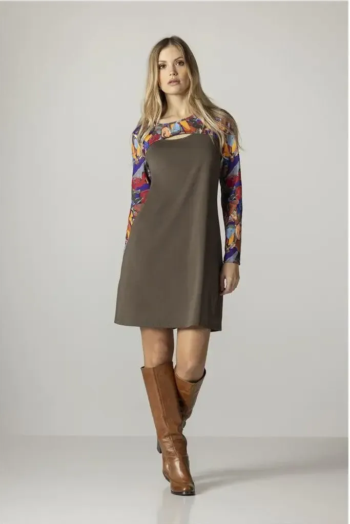 Maloka: Colors Of Autumn Tech Jersey Keyhole Dress