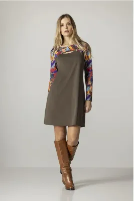 Maloka: Colors Of Autumn Tech Jersey Keyhole Dress