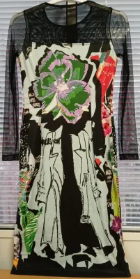 Maloka: Fuchsia Orchid Art Show Mesh Sleeve Dress