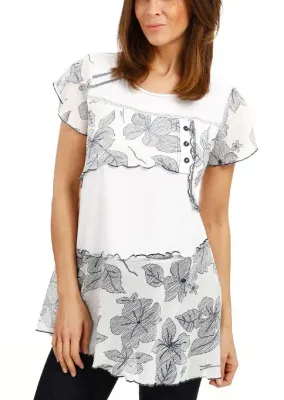 S'Quise Paris: Black Daisy Crinkled Peek-A-Boo Tunic (3 Left!)